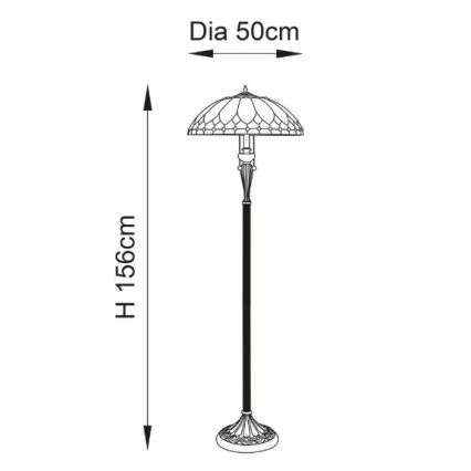 Endon 63972 - Lampadaire Tiffany BROOKLYN 2xE27/60W/230V Ø 50 cm