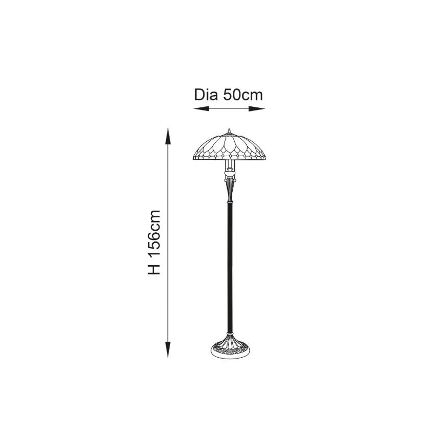 Endon 63972 - Lampadaire Tiffany BROOKLYN 2xE27/60W/230V Ø 50 cm