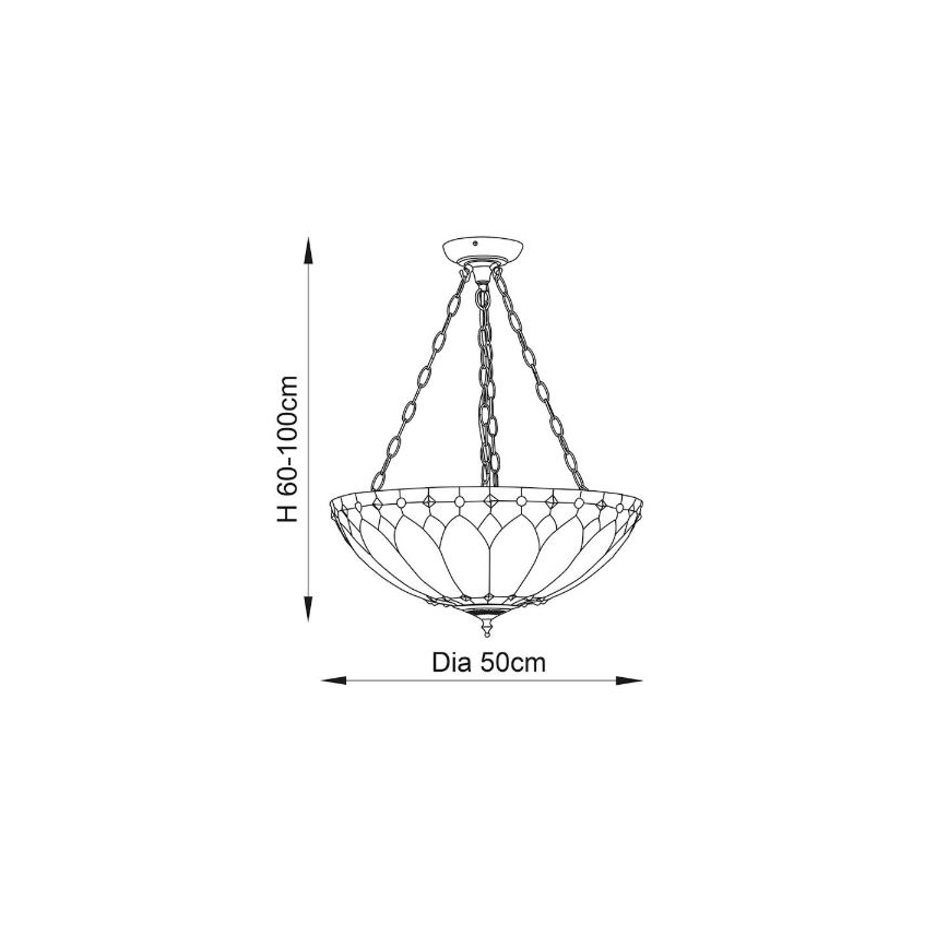 Endon 63976 - Lustre sur chaîne Tiffany BROOKLYN 3xE27/60W/230V Ø 50 cm