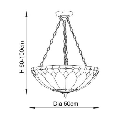 Endon 63976 - Suspension à chaîne BROOKLYN 3xE27/60W/230V Ø 50 cm