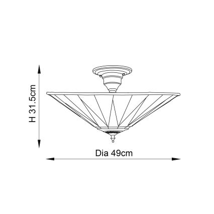 Endon 64043 - Plafonnier Tiffany DARK STAR à montage en surface 3xE27/60W/230V Ø 49 cm