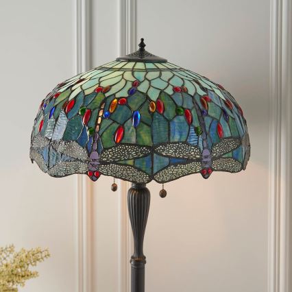 Endon 64069 - Lampadaire Tiffany DRAGONFLY 2xE27/60W/230V Ø 50 cm