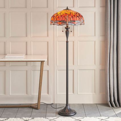 Endon 64070 - Lampadaire Tiffany DRAGONFLY 2xE27/60W/230V Ø 50 cm