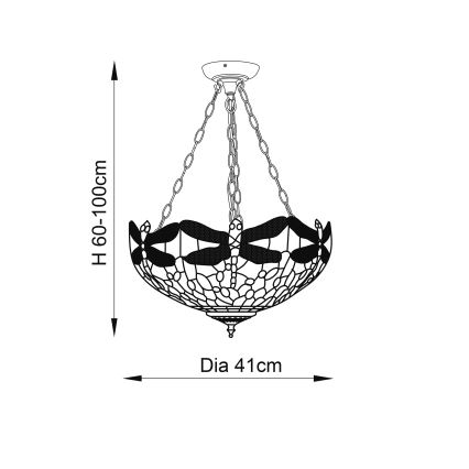 Endon 64075 - Lustre à chaîne DRAGONFLY 3xE27/60W/230V Ø 41 cm