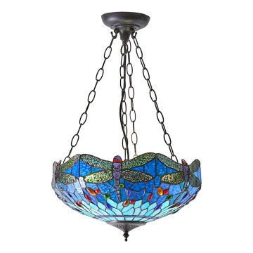 Endon 64075 - Suspension à chaîne Tiffany DRAGONFLY 3xE27/60W/230V Ø 41 cm