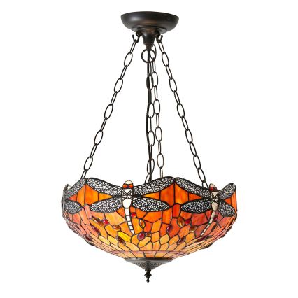 Endon 64076 - Lustre sur chaîne Tiffany DRAGONFLY 3xE27/60W/230V Ø 41 cm
