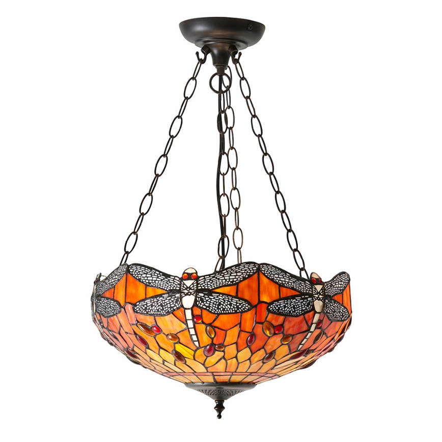 Endon 64076 - Lustre sur chaîne Tiffany DRAGONFLY 3xE27/60W/230V Ø 41 cm