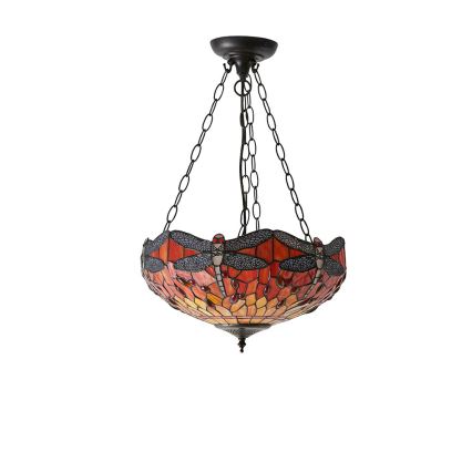 Endon 64076 - Lustre sur chaîne Tiffany DRAGONFLY 3xE27/60W/230V Ø 41 cm