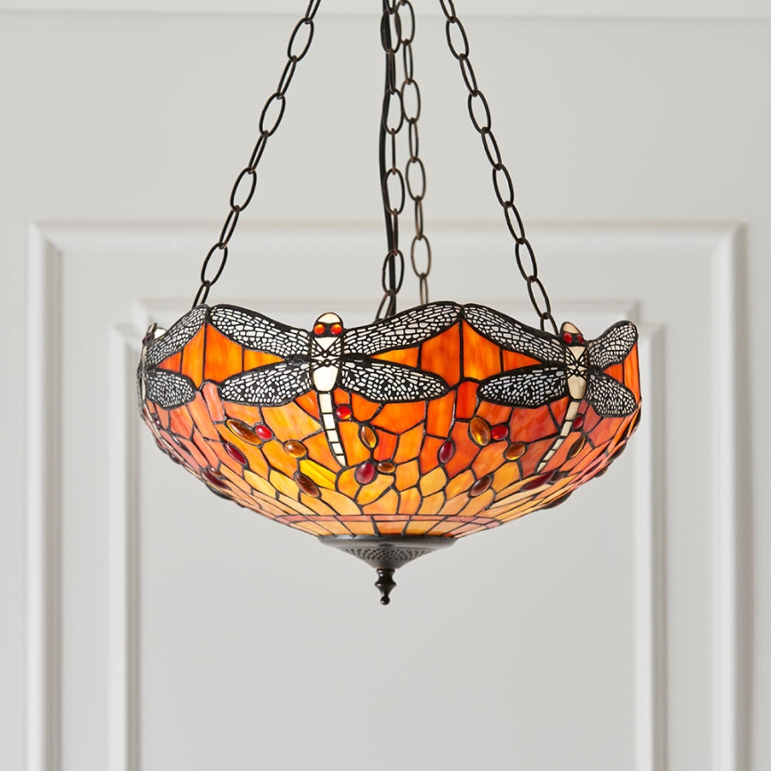 Endon 64076 - Lustre sur chaîne Tiffany DRAGONFLY 3xE27/60W/230V Ø 41 cm