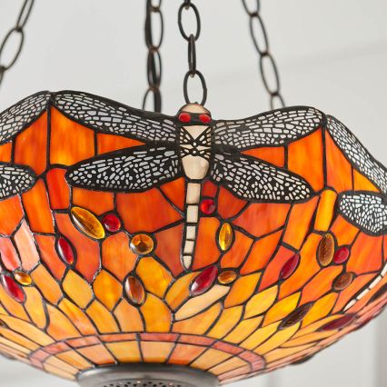 Endon 64076 - Lustre sur chaîne Tiffany DRAGONFLY 3xE27/60W/230V Ø 41 cm