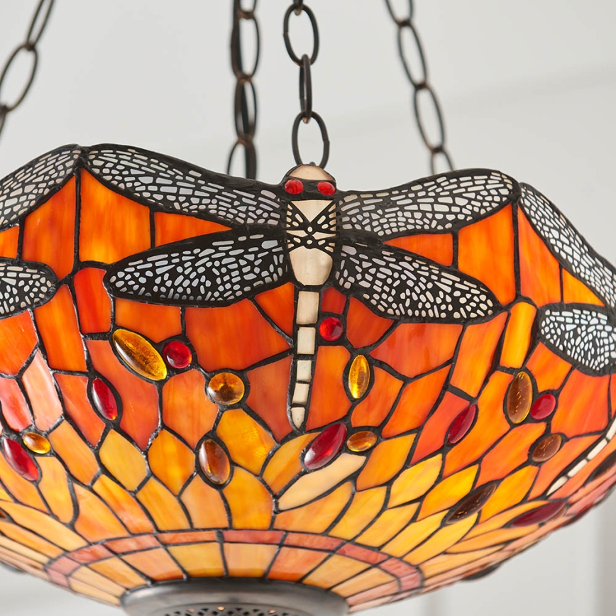 Endon 64076 - Lustre sur chaîne Tiffany DRAGONFLY 3xE27/60W/230V Ø 41 cm