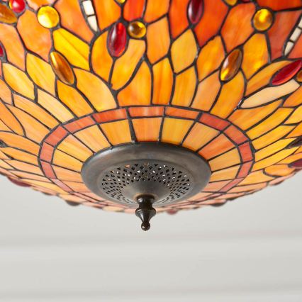 Endon 64076 - Lustre sur chaîne Tiffany DRAGONFLY 3xE27/60W/230V Ø 41 cm