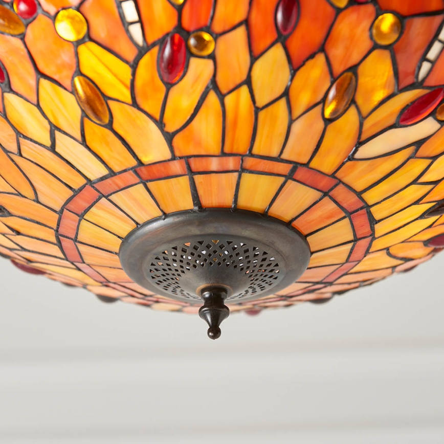 Endon 64076 - Lustre sur chaîne Tiffany DRAGONFLY 3xE27/60W/230V Ø 41 cm
