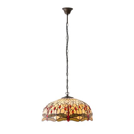 Endon 64079 - Suspension Tiffany DRAGONFLY sur chaîne, 3xE27/60W/230V, Ø 50 cm