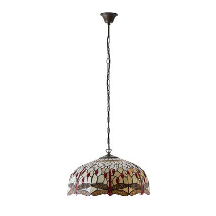 Endon 64079 - Suspension Tiffany DRAGONFLY sur chaîne, 3xE27/60W/230V, Ø 50 cm