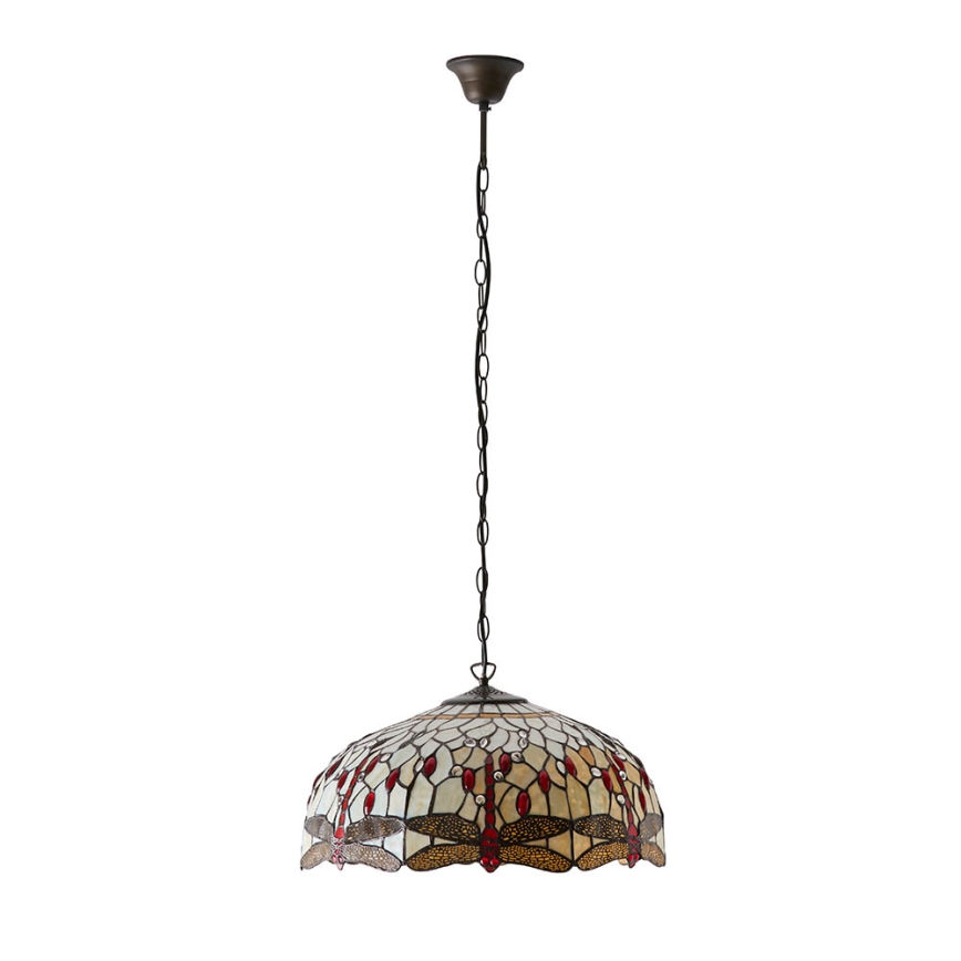 Endon 64079 - Suspension Tiffany DRAGONFLY sur chaîne, 3xE27/60W/230V, Ø 50 cm