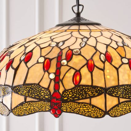 Endon 64079 - Suspension Tiffany DRAGONFLY sur chaîne, 3xE27/60W/230V, Ø 50 cm