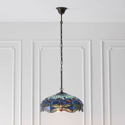 Endon 64080 - Lustre sur chaîne Tiffany DRAGONFLY 3xE27/60W/230V Ø 41 cm