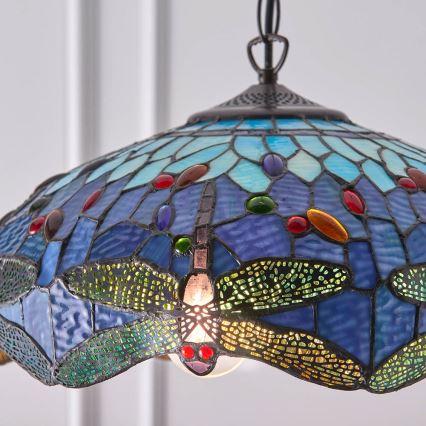 Endon 64080 - Lustre sur chaîne Tiffany DRAGONFLY 3xE27/60W/230V Ø 41 cm
