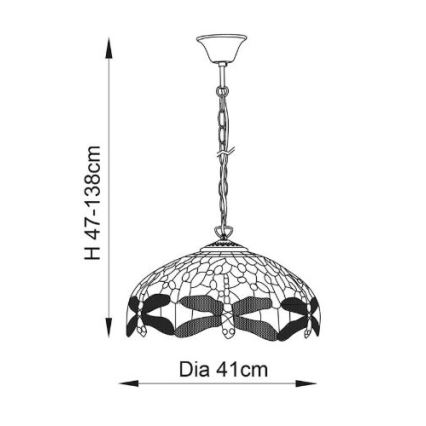 Endon 64080 - Lustre sur chaîne Tiffany DRAGONFLY 3xE27/60W/230V Ø 41 cm
