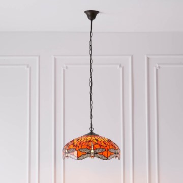 Endon 64081 - Lustre sur chaîne Tiffany DRAGONFLY 3xE27/60W/230V Ø 41 cm