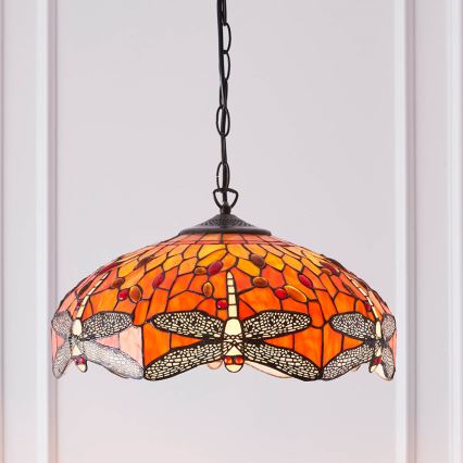 Endon 64081 - Lustre sur chaîne Tiffany DRAGONFLY 3xE27/60W/230V Ø 41 cm