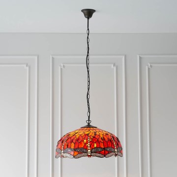 Endon 64082 - Lustre sur chaîne Tiffany DRAGONFLY 3xE27/60W/230V Ø 50 cm