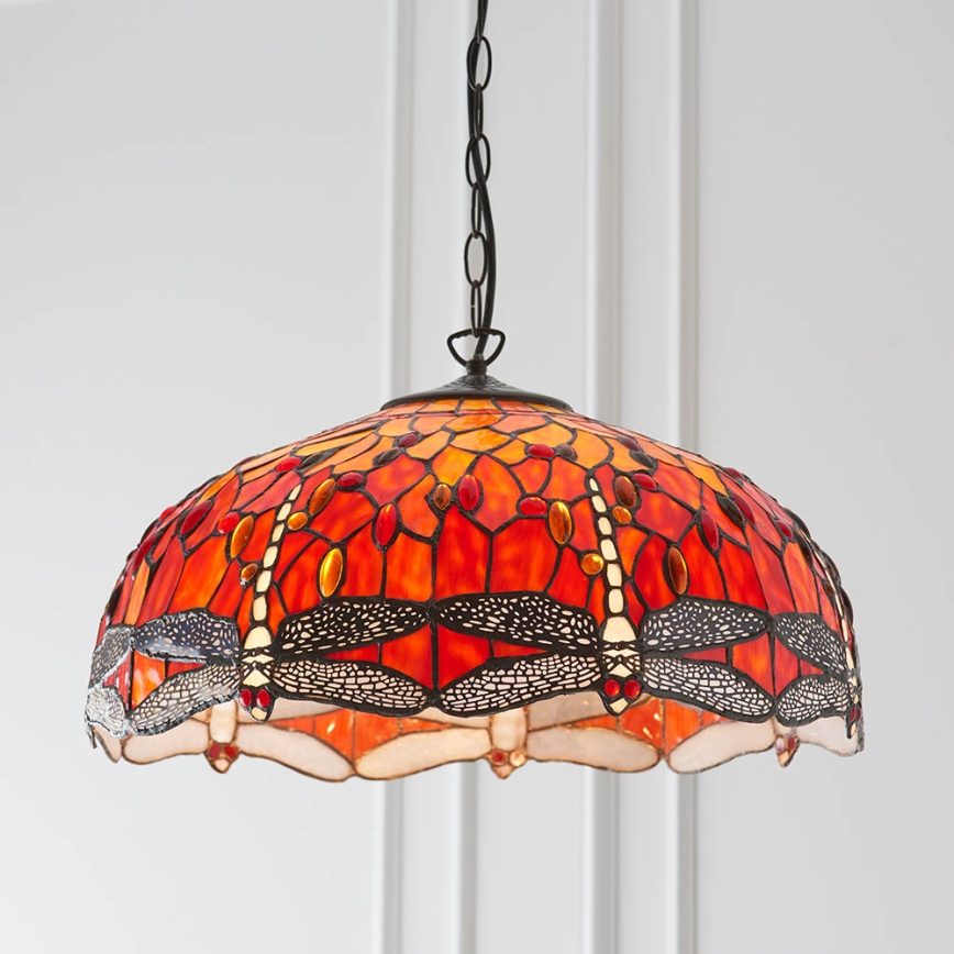 Endon 64082 - Lustre sur chaîne Tiffany DRAGONFLY 3xE27/60W/230V Ø 50 cm