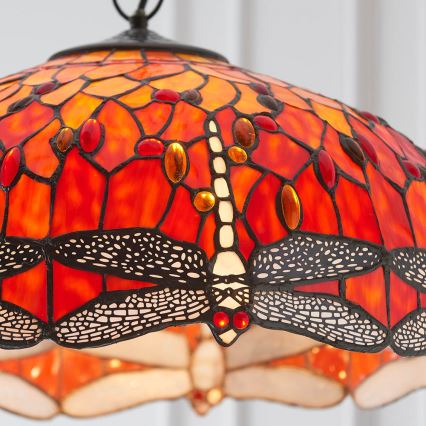 Endon 64082 - Lustre sur chaîne Tiffany DRAGONFLY 3xE27/60W/230V Ø 50 cm