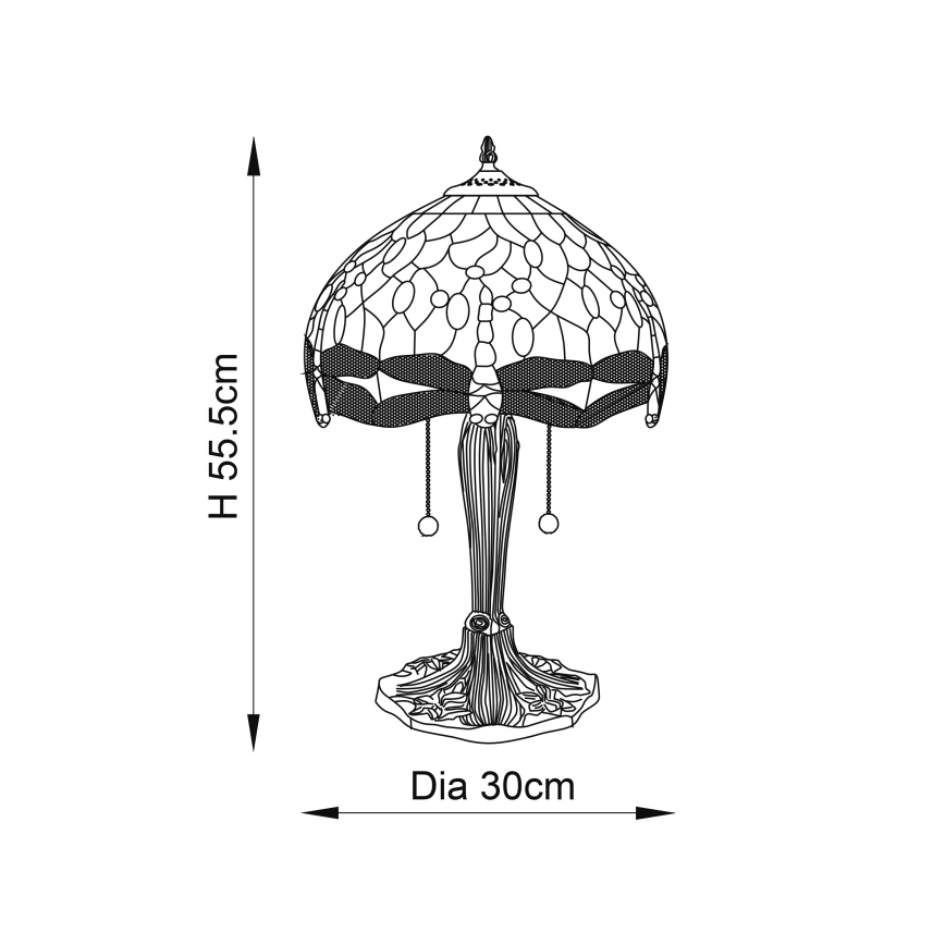 Endon 64086 - Lampe de table Tiffany DRAGONFLY 2xE27/60W/230V Ø 30 cm