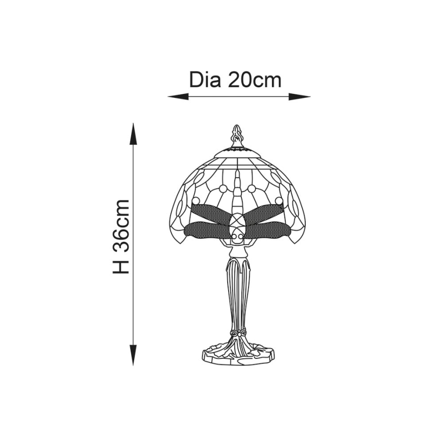 Endon 64088 - Lampe de table Tiffany DRAGONFLY 1xE14/7W/230V diam. 20 cm