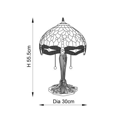 Endon 64090 - Lampe de table DRAGONFLY 2xE27/60W/230V Ø 30 cm