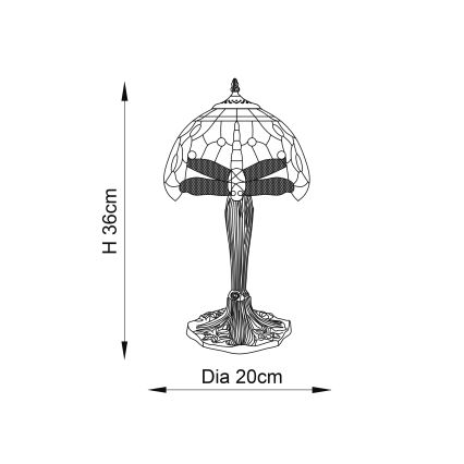 Endon 64091 - Lampe de table Tiffany DRAGONFLY 1xE14/7W/230V Ø 20 cm