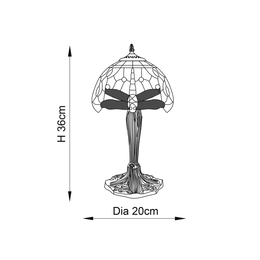 Endon 64091 - Lampe de table Tiffany DRAGONFLY 1xE14/7W/230V Ø 20 cm