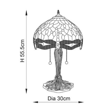 Endon 64092 - Lampe de table DRAGONFLY 2xE27/60W/230V Ø 30 cm