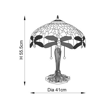 Endon 64093 - Lampe de table DRAGONFLY 2xE27/60W/230V Ø 41 cm