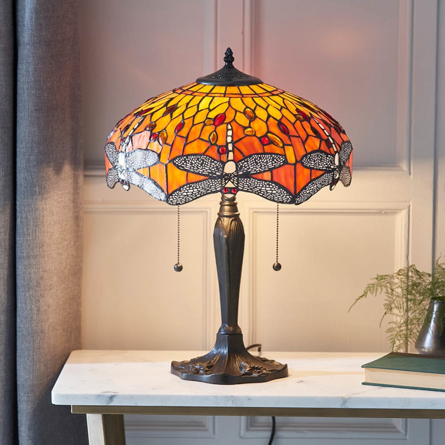Endon 64093 - Lampe de table Tiffany DRAGONFLY 2x E27/60W/230V Ø 41 cm