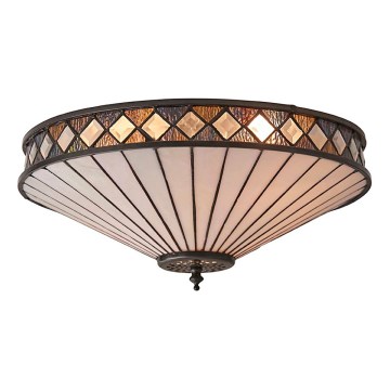 Endon 64145 - Plafonnier Tiffany FARGO 2xE27/60W/230V Ø 41,5 cm