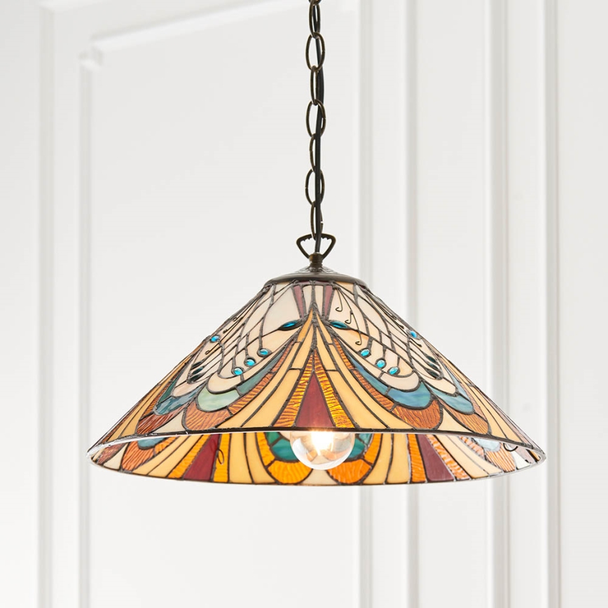 Endon 64162 - Lustre suspendu sur chaîne Tiffany HECTOR 1xE27/60W/230V Ø 40 cm
