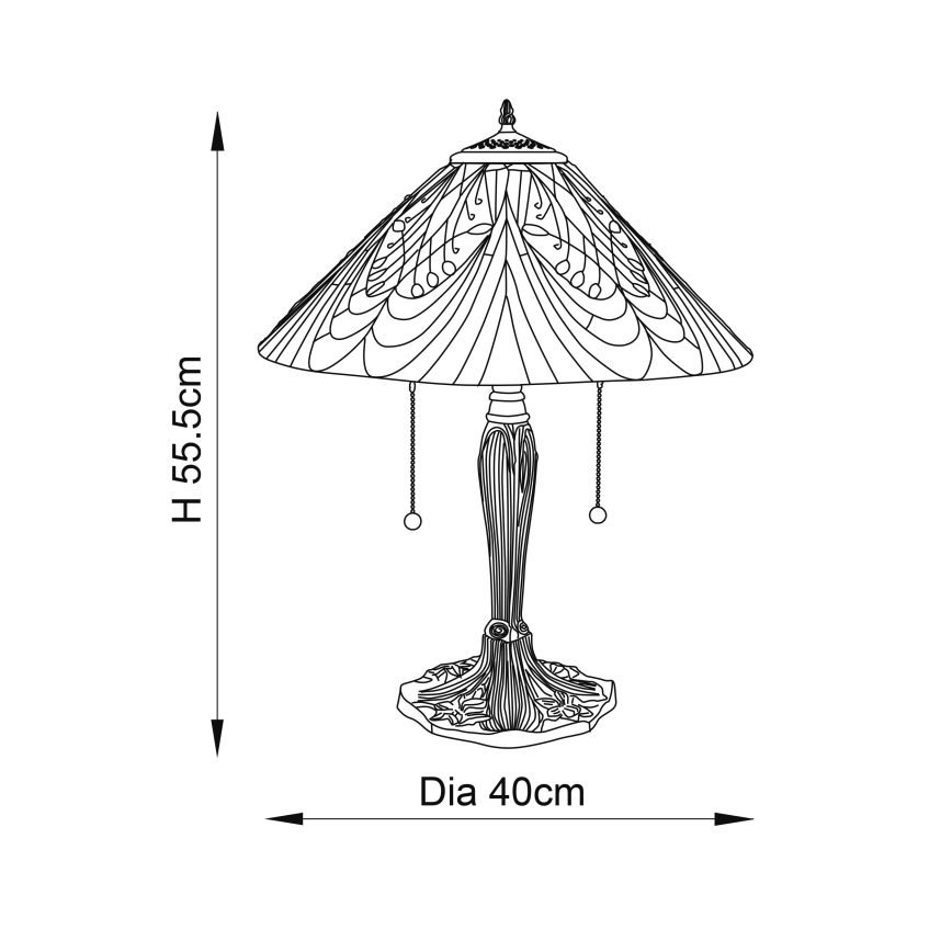 Endon 64163 - Lampe de table HECTOR 2 x E27 / 60 W / 230 V, Ø 40 cm