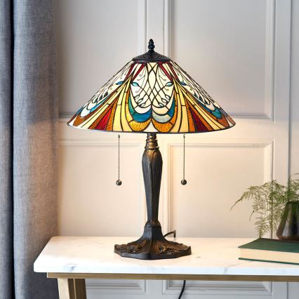 Endon 64163 - Lampe de table Tiffany HECTOR 2xE27/60W/230V Ø 40 cm