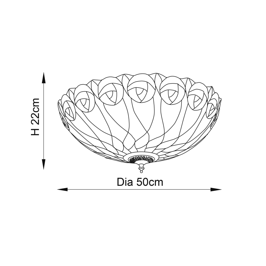 Endon 64173 - Plafonnier Tiffany HUTCHINSON 2xE27/60W/230V Ø 50 cm
