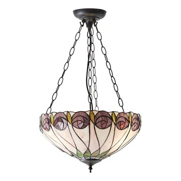 Endon 64175 - Suspension sur chaîne Tiffany HUTCHINSON 3×E27, 60 W, 230 V, Ø 40 cm