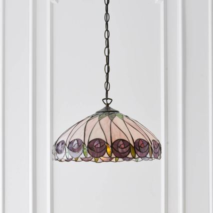 Endon 64176 - Suspension sur chaîne Tiffany HUTCHINSON 1x E27, max. 60 W, 230 V, Ø 40 cm