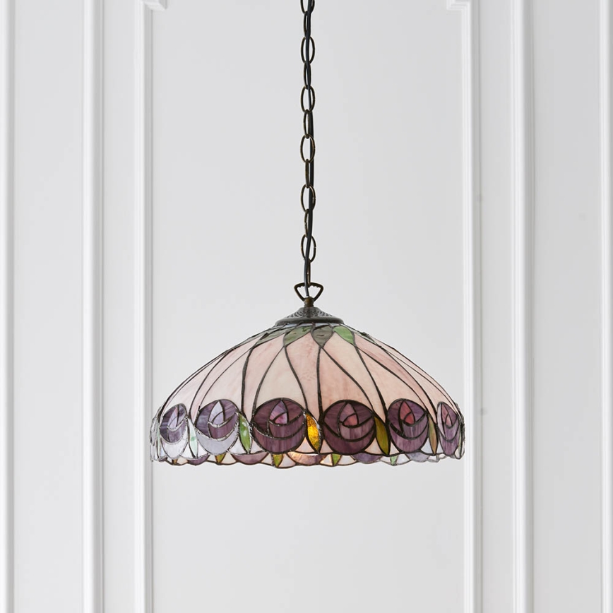 Endon 64176 - Suspension sur chaîne Tiffany HUTCHINSON 1x E27, max. 60 W, 230 V, Ø 40 cm