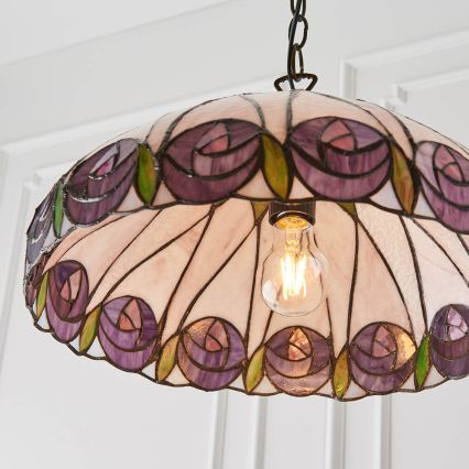Endon 64176 - Suspension sur chaîne Tiffany HUTCHINSON 1x E27, max. 60 W, 230 V, Ø 40 cm