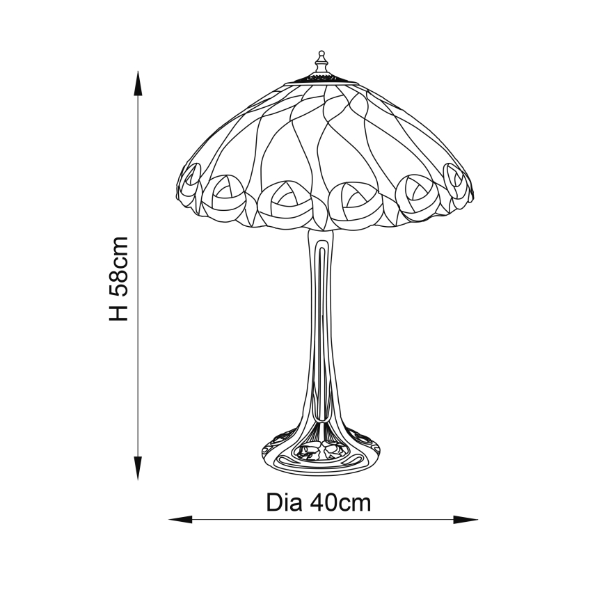 Endon 64177 - Lampe de table Tiffany HUTCHINSON 1xE27/60W/230V Ø 40 cm