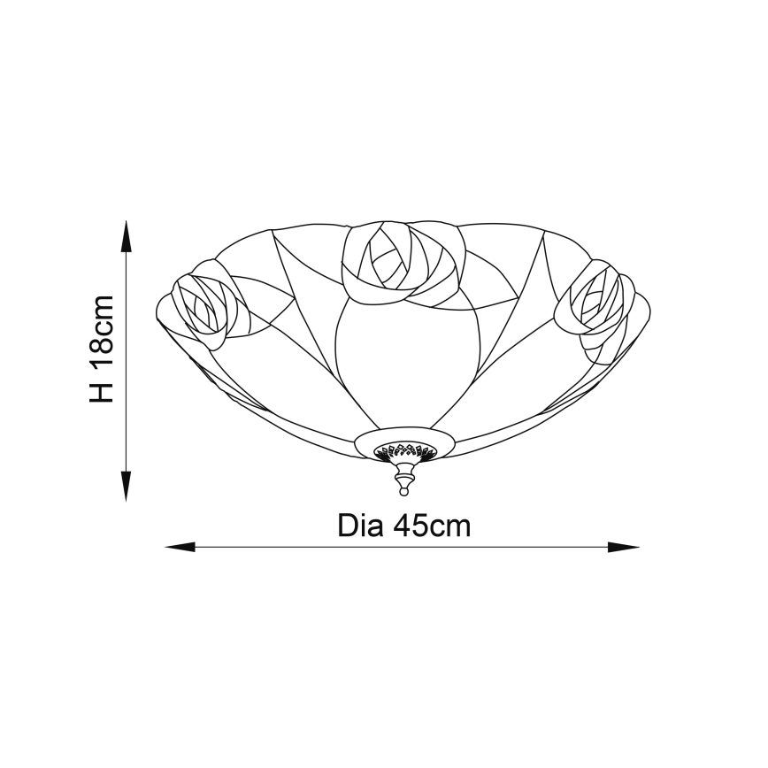 Endon 64182 - Plafonnier Tiffany INGRAM 2xE27/60W/230V Ø 45 cm
