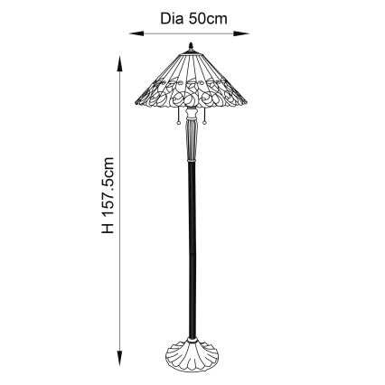 Endon 64192 - Lampadaire Tiffany JAMELIA 2xE27/60W/230V Ø 50 cm