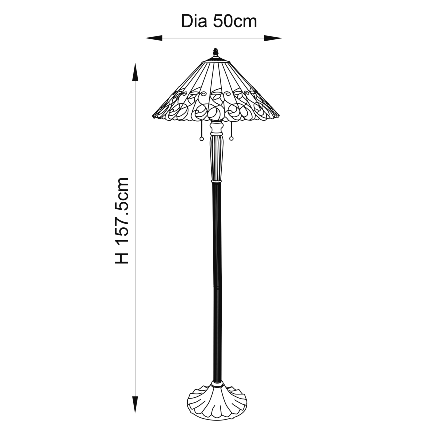 Endon 64192 - Lampadaire Tiffany JAMELIA 2xE27/60W/230V Ø 50 cm